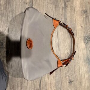 Dooney Bourke Gray Nylon Leather Trim Hobo Shoulder Bag Purse